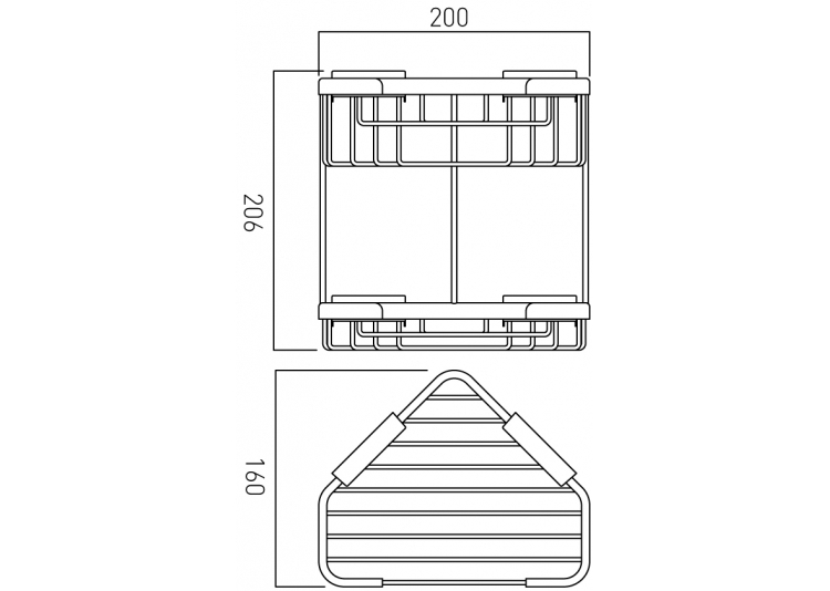Vado Large Triangular Double Corner Shower Basket Bathroom Supplies