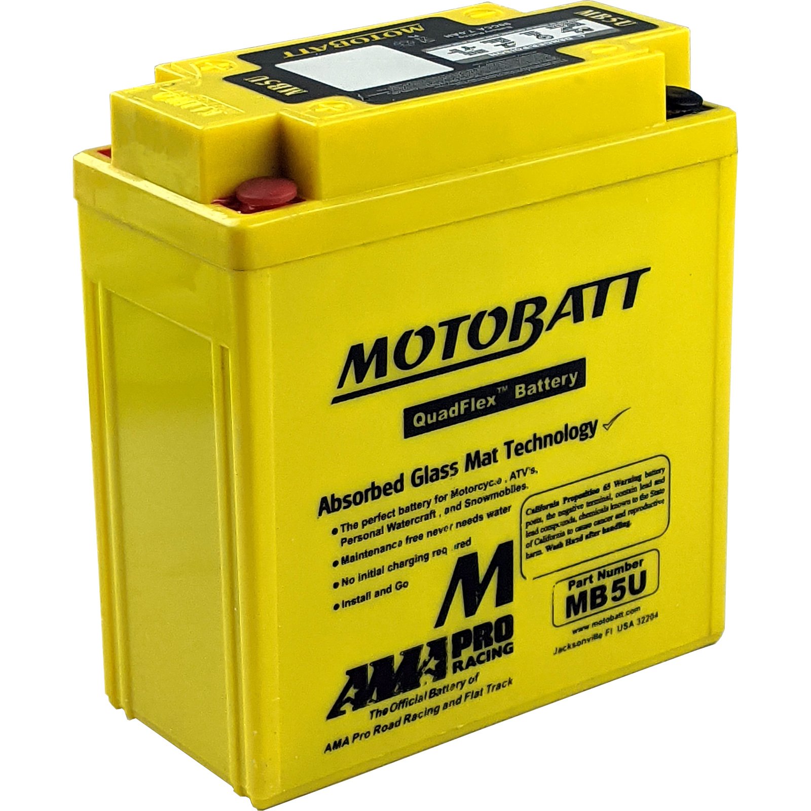 Motobatt MB5U 12V 7Ah AGM Battery Free Shipping Battery Mart