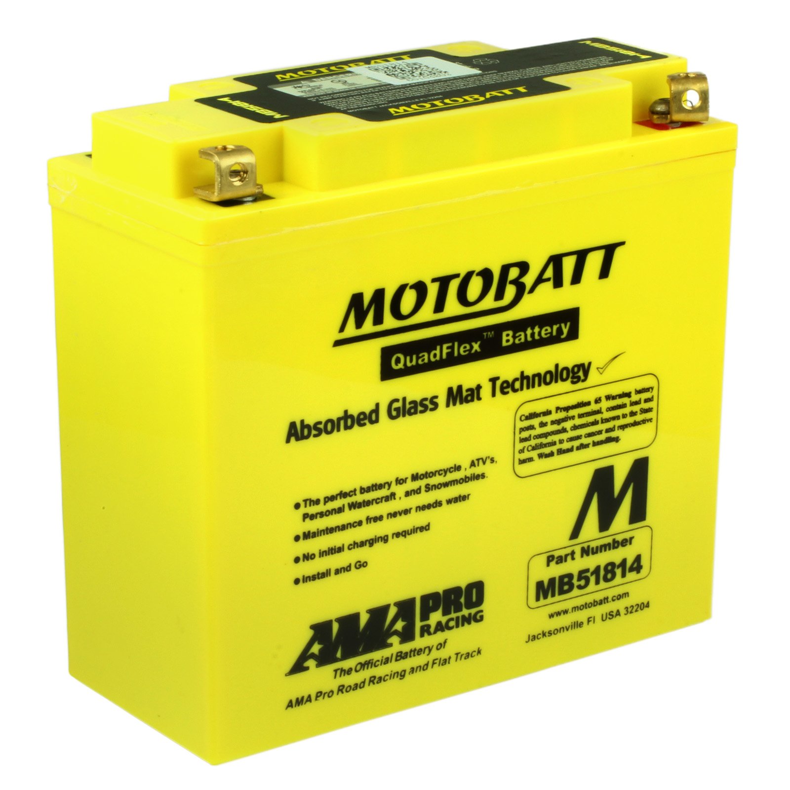 Motobatt MB51814 12V 22Ah AGM Battery Free Shipping Battery Mart