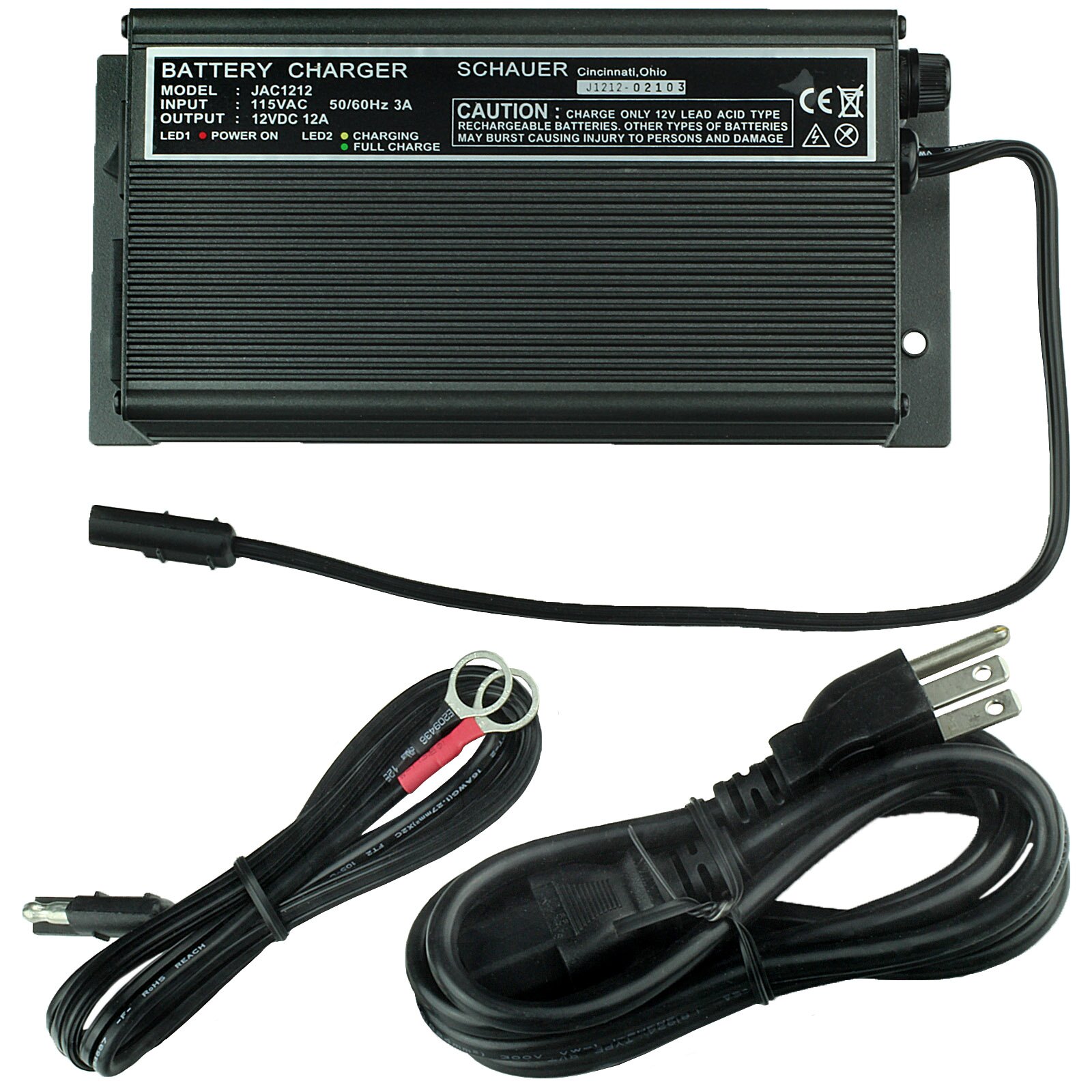 Schauer JAC1212R Charger 12 Volt, 12 Amp with Ring Terminals
