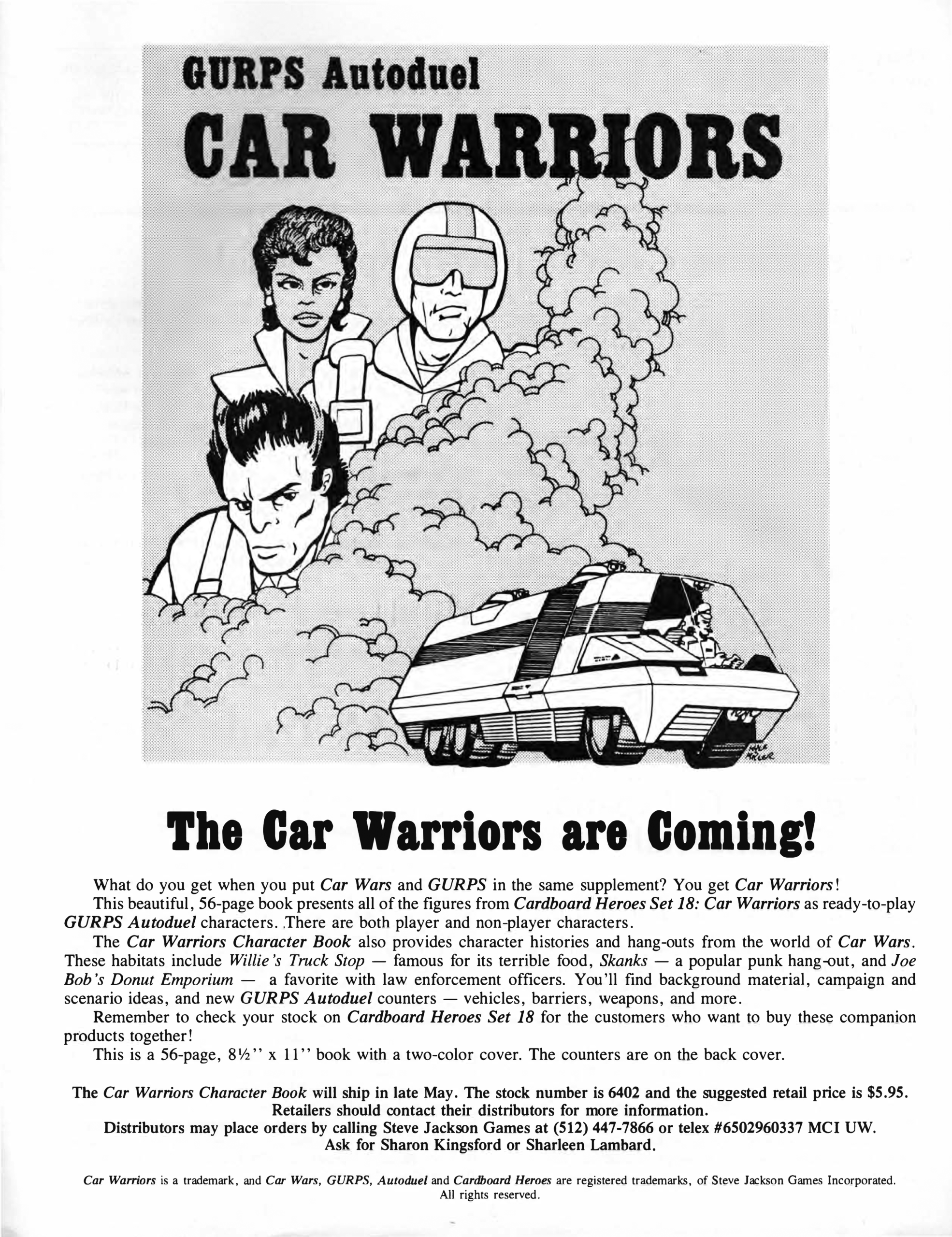GURPS Autoduel Car Warriors Ad from 1987 BattleGrip