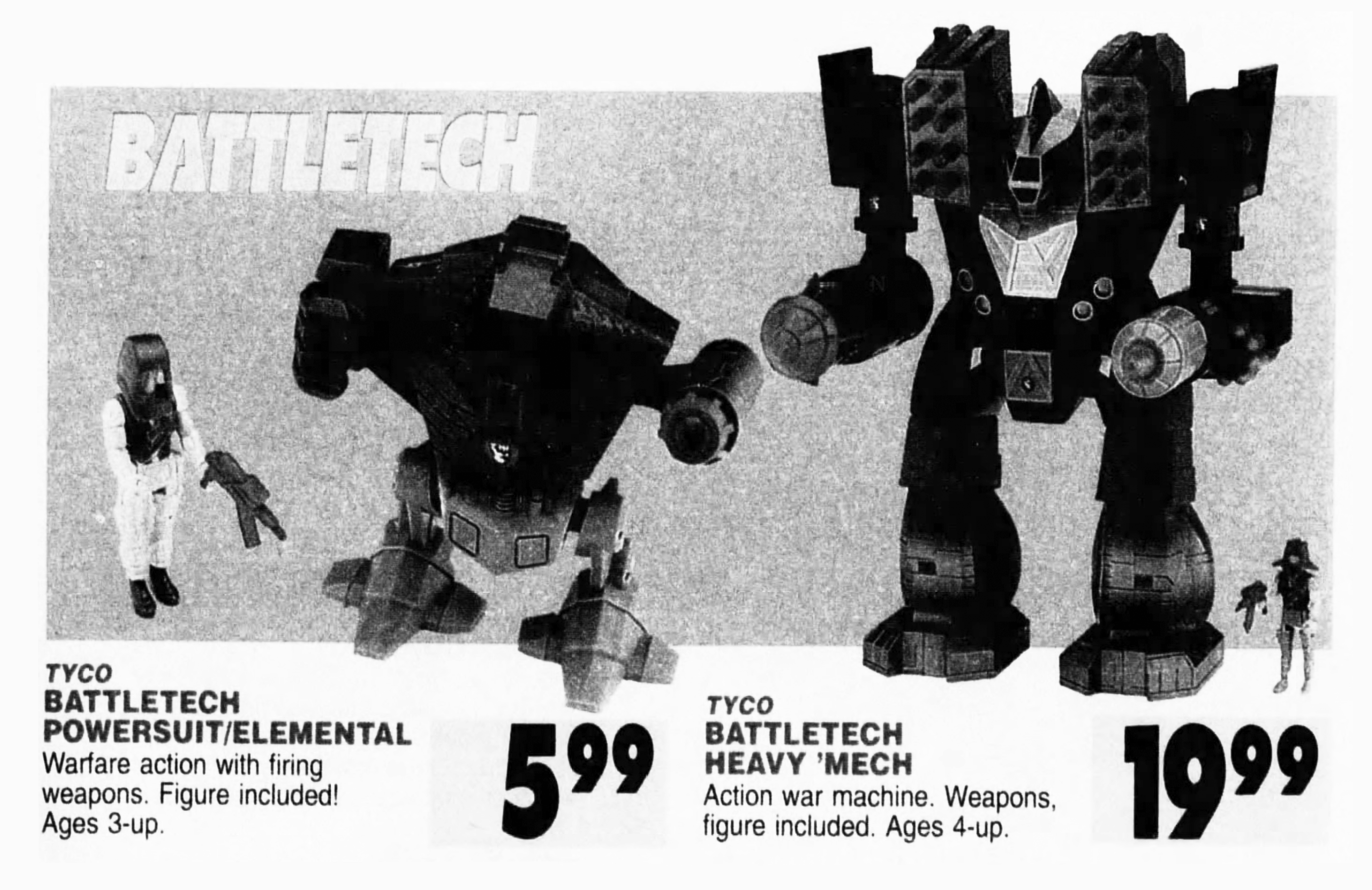 BattleTech Elemental and Heavy ‘Mech Toys by Tyco BattleGrip