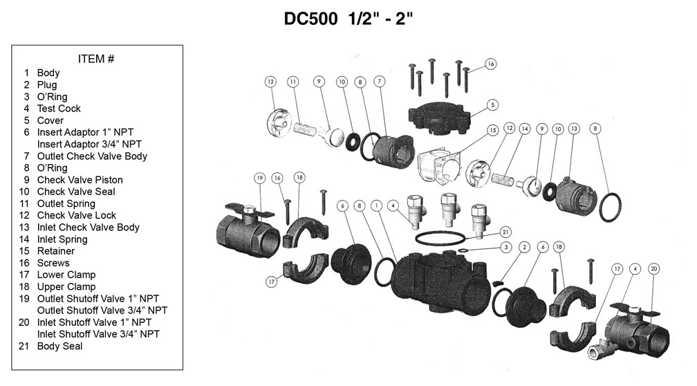 BAVCO Common Backflow Repair Parts A R I
