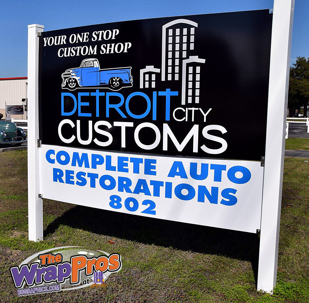 Detroit City Customs Sign BB Graphics & The Wrap Pros
