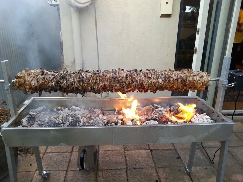 Extendable Large Charcoal BBQ Spit Rotisserie