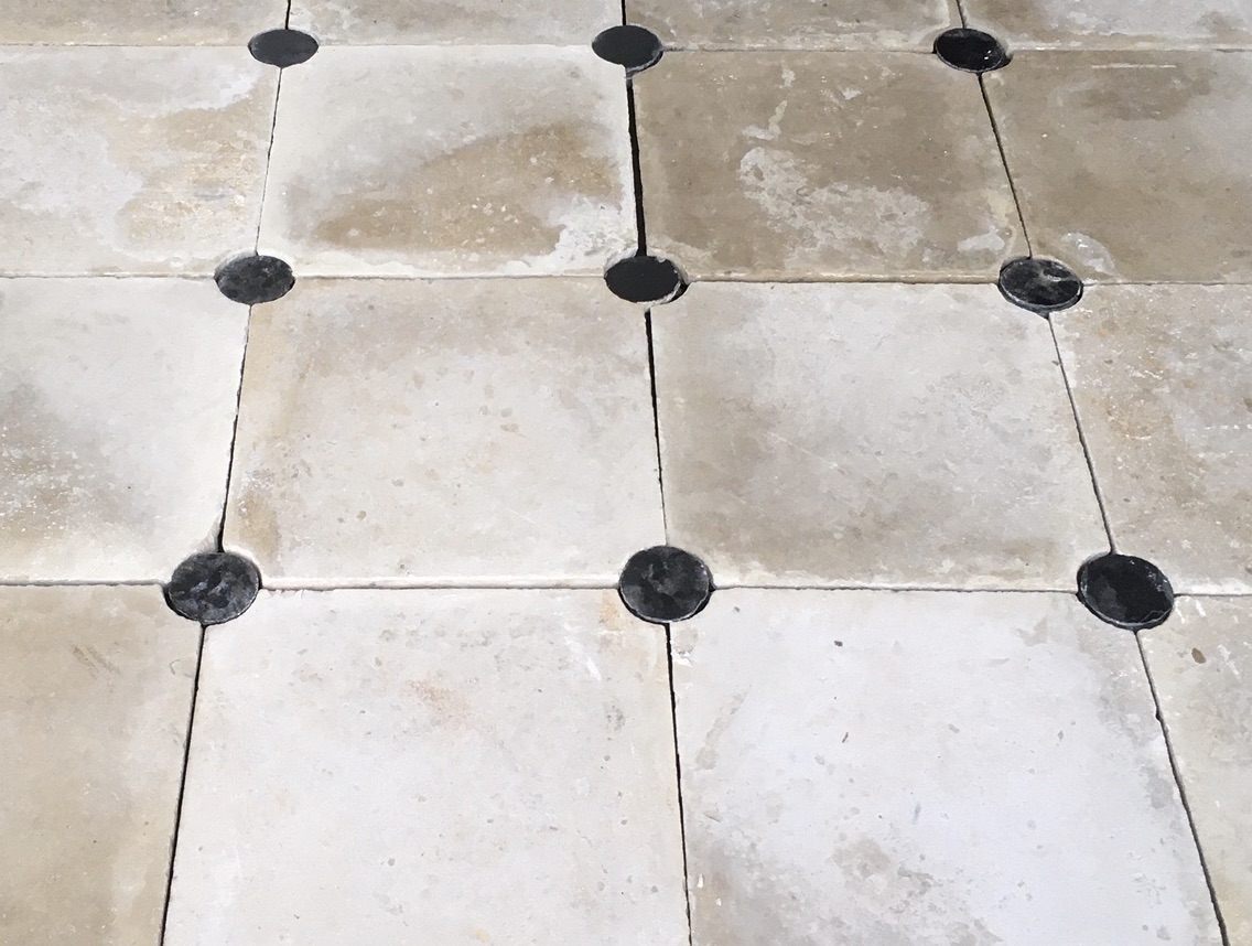 Historic antique French limestone floor from abbey SOLD BCA Matériaux