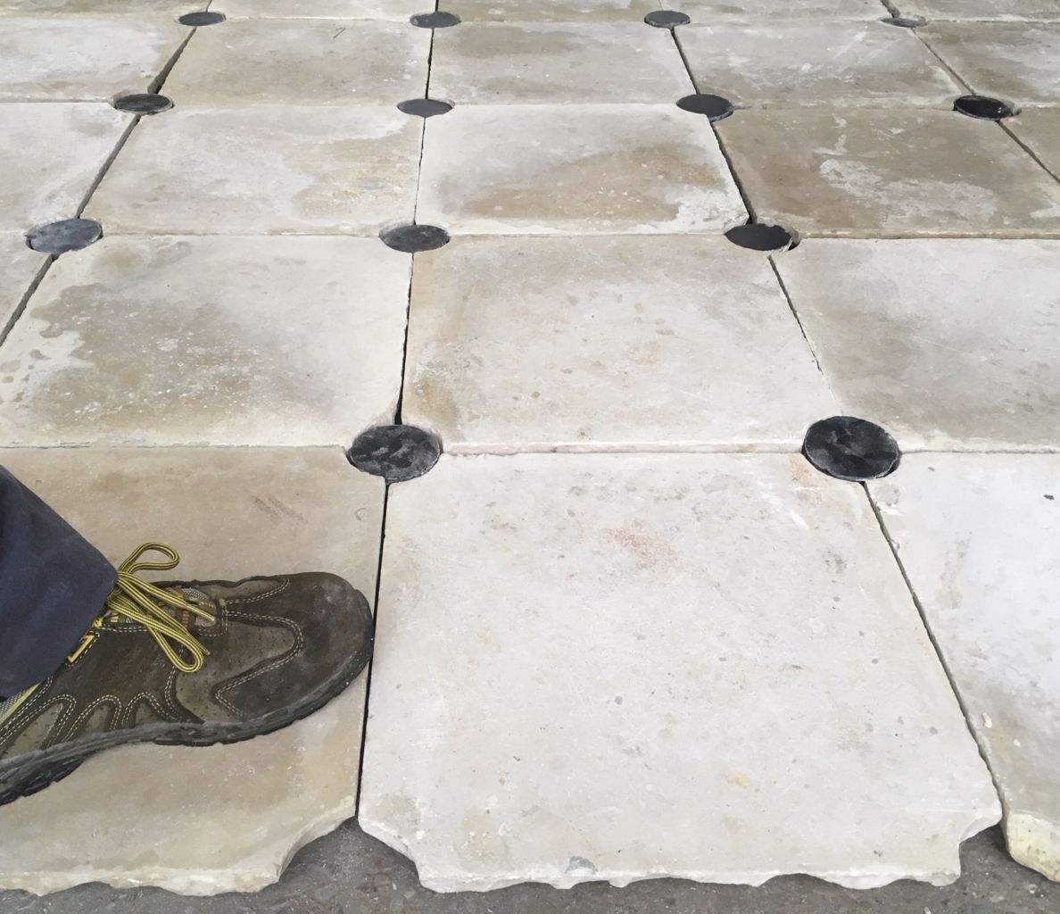 Historic antique French limestone floor from abbey SOLD BCA Matériaux
