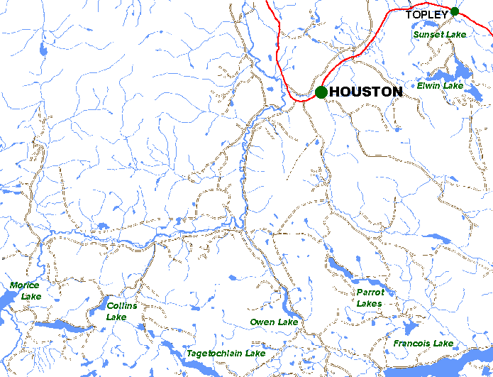 Columbia Lakes Houston Map Morice Houston Area of British Columbia