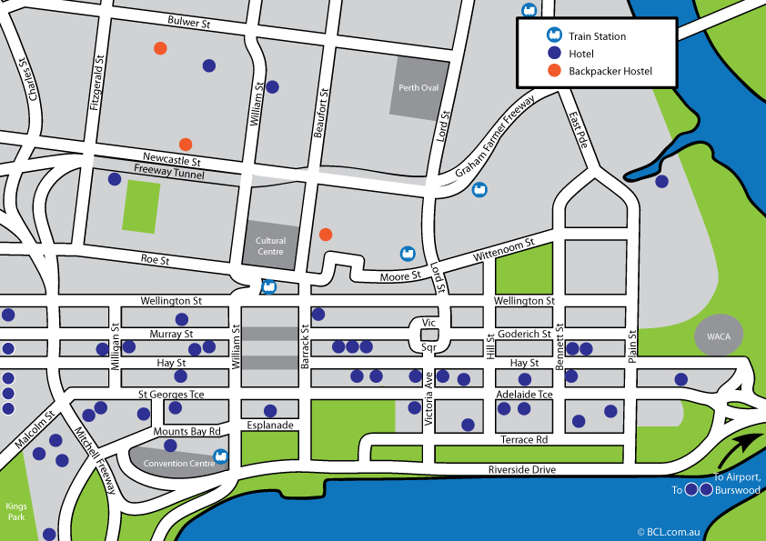 Perth Cbd Map Color 2018