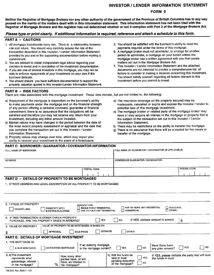 Mortgage Brokers Act Regulations