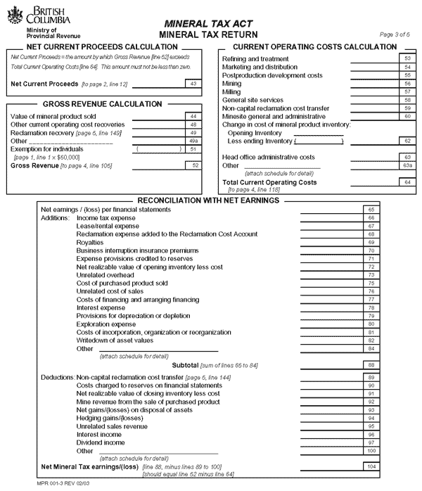 Mineral Tax Return Form Regulation