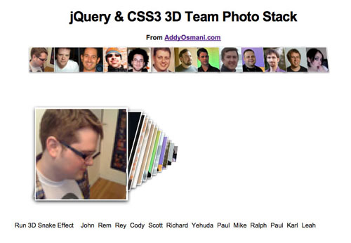 jQuery & CSS3 3D Interactive Photo Stack