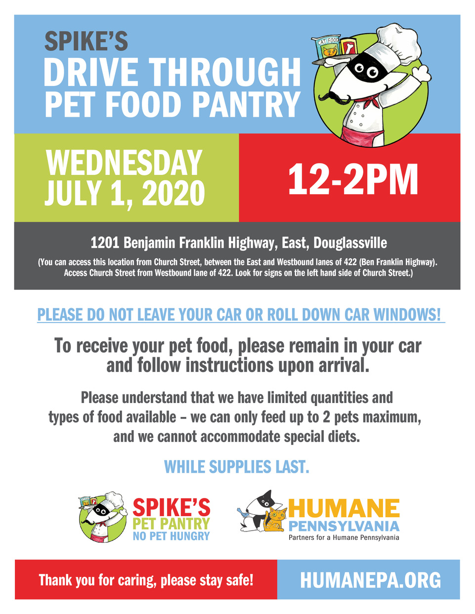 Spike's drive thru Pet Food Pantry 7/1/20 BCTV