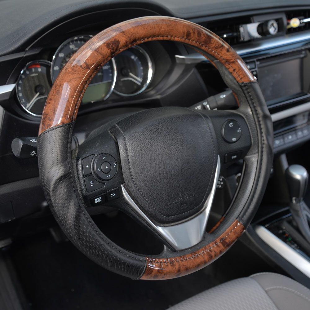 ACDelco Wood Style Synthetic Leather Car Steering Wheel Cover