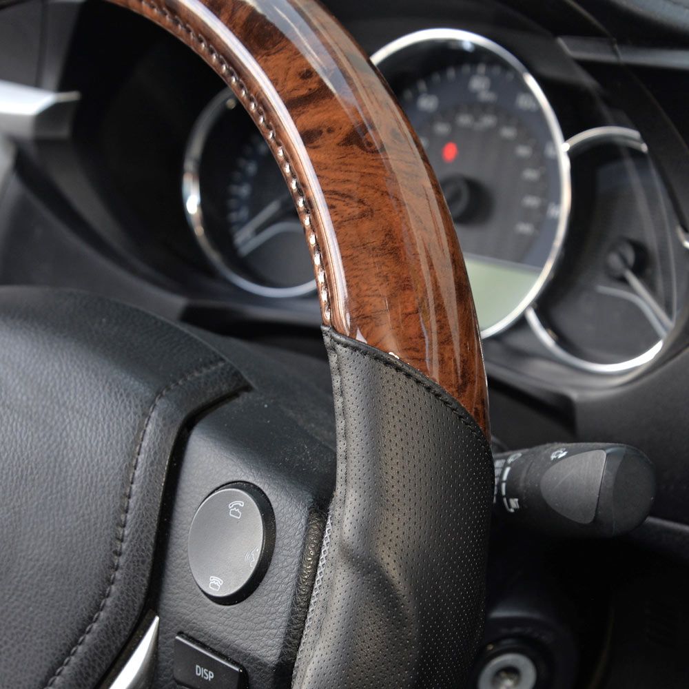ACDelco Wood Style Synthetic Leather Car Steering Wheel Cover