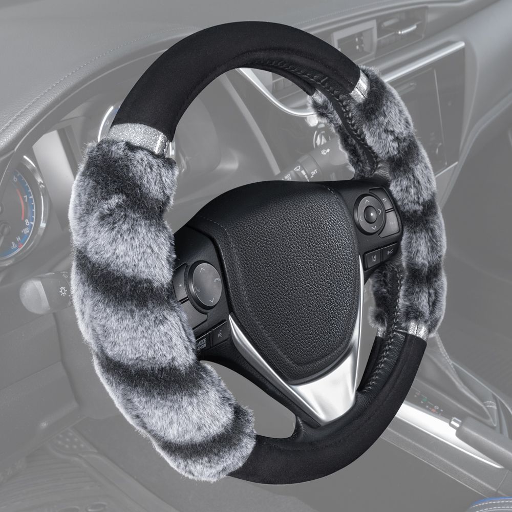 BDK Faux Fur Steering Wheel Cover/Gray BDK