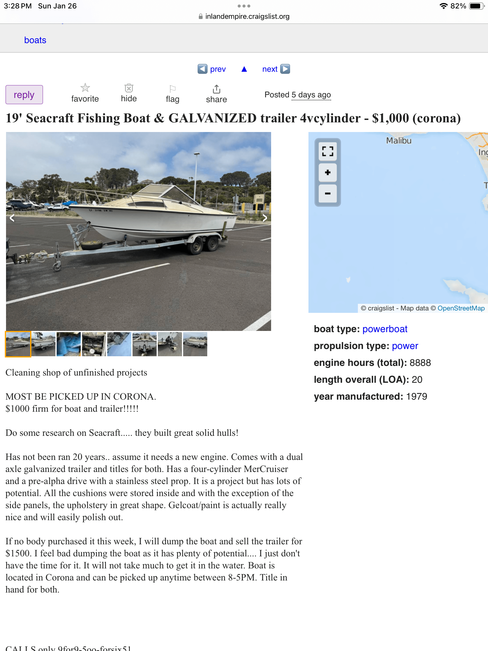 Southern California Save this seacraft ( not mine ) Bloodydecks