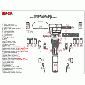 LHD Dash Trim Kits For Honda Civic 2002 2002