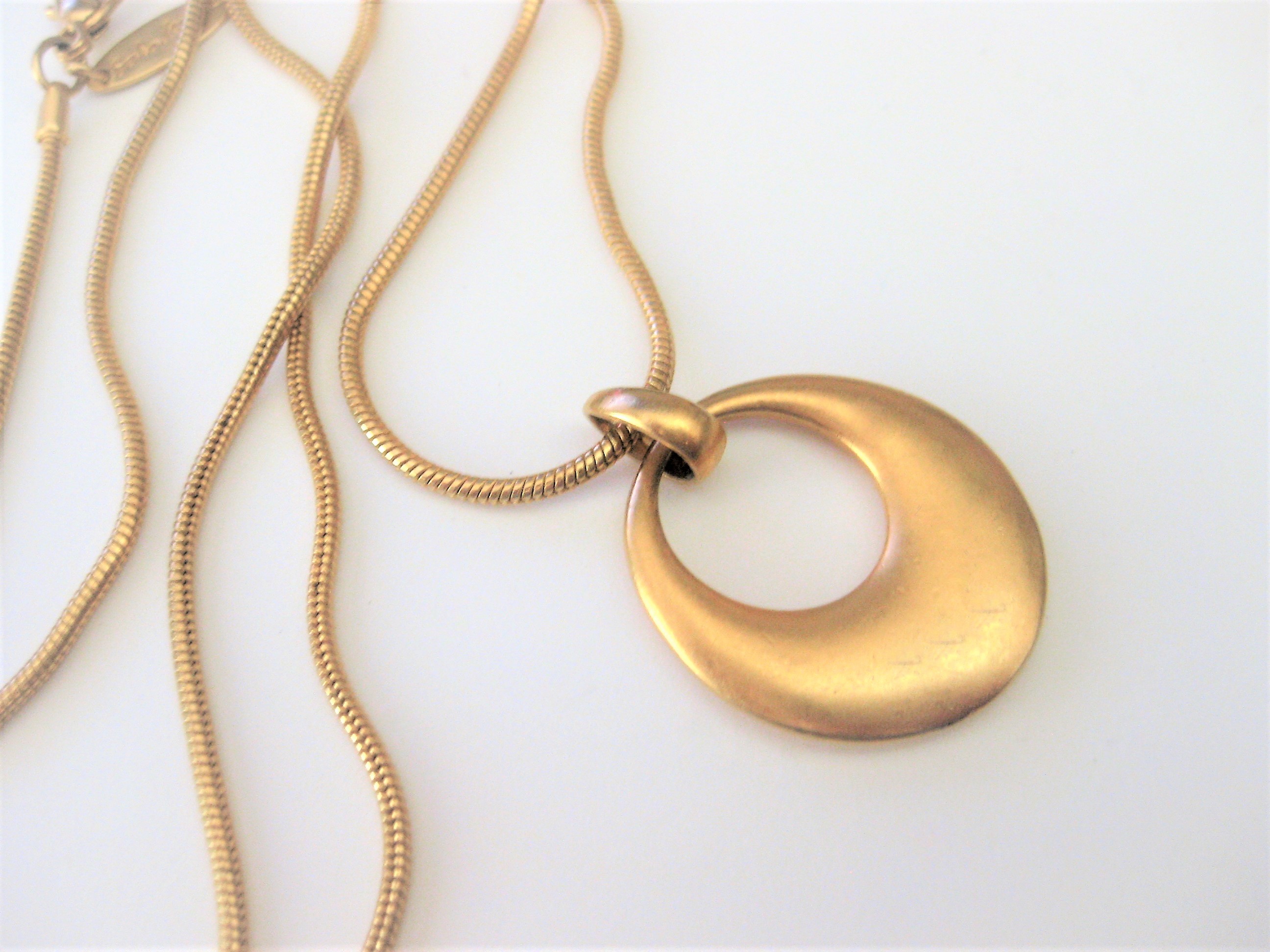 Brushed Goldtone Drop Long Necklace by Soho Designs