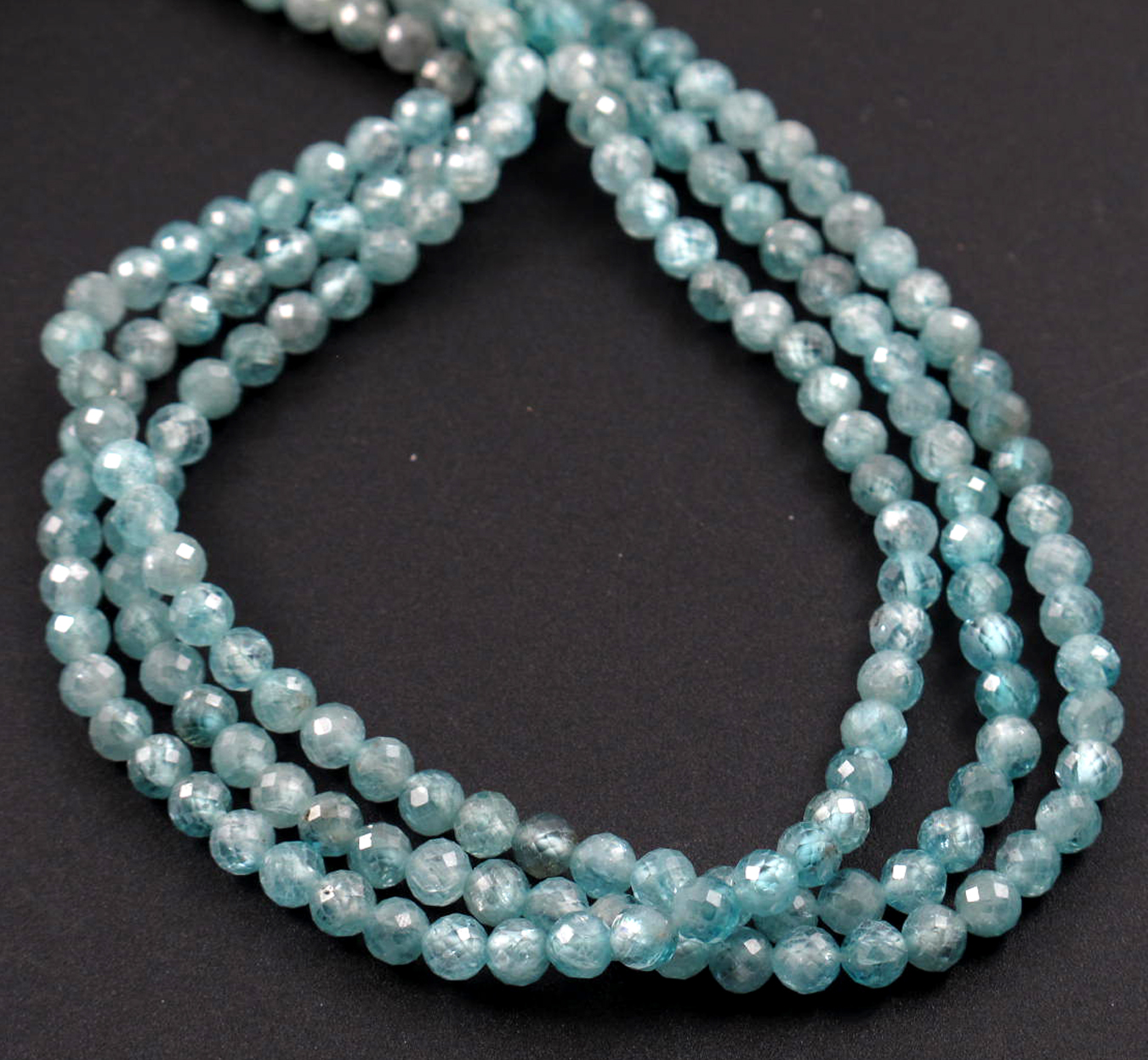 Natural Blue Zircon Faceted 4mm Round Beads A