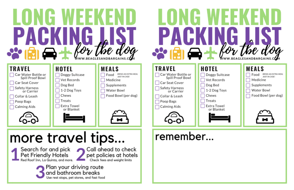 Long Weekend Packing List for Dogs Beagles and Bargains