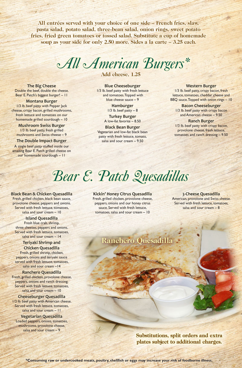 BeareEPatch Cafe Browse Menus