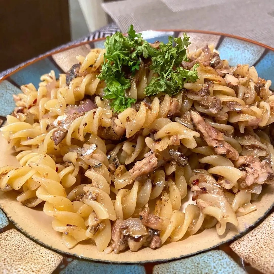 Sardines pasta with a little spicy kick Beautiful Voyager