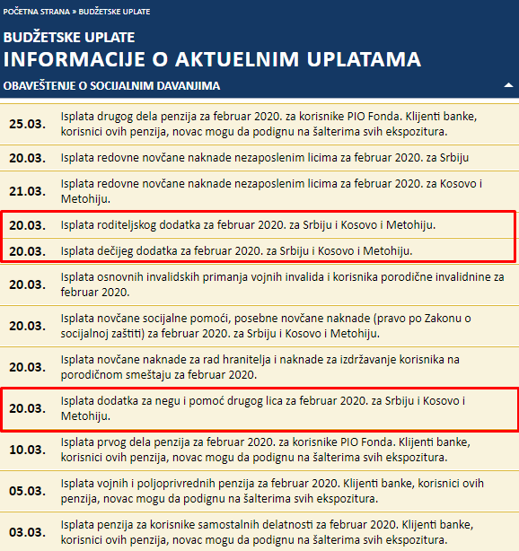 Буџетске уплате Поштанска штедионица