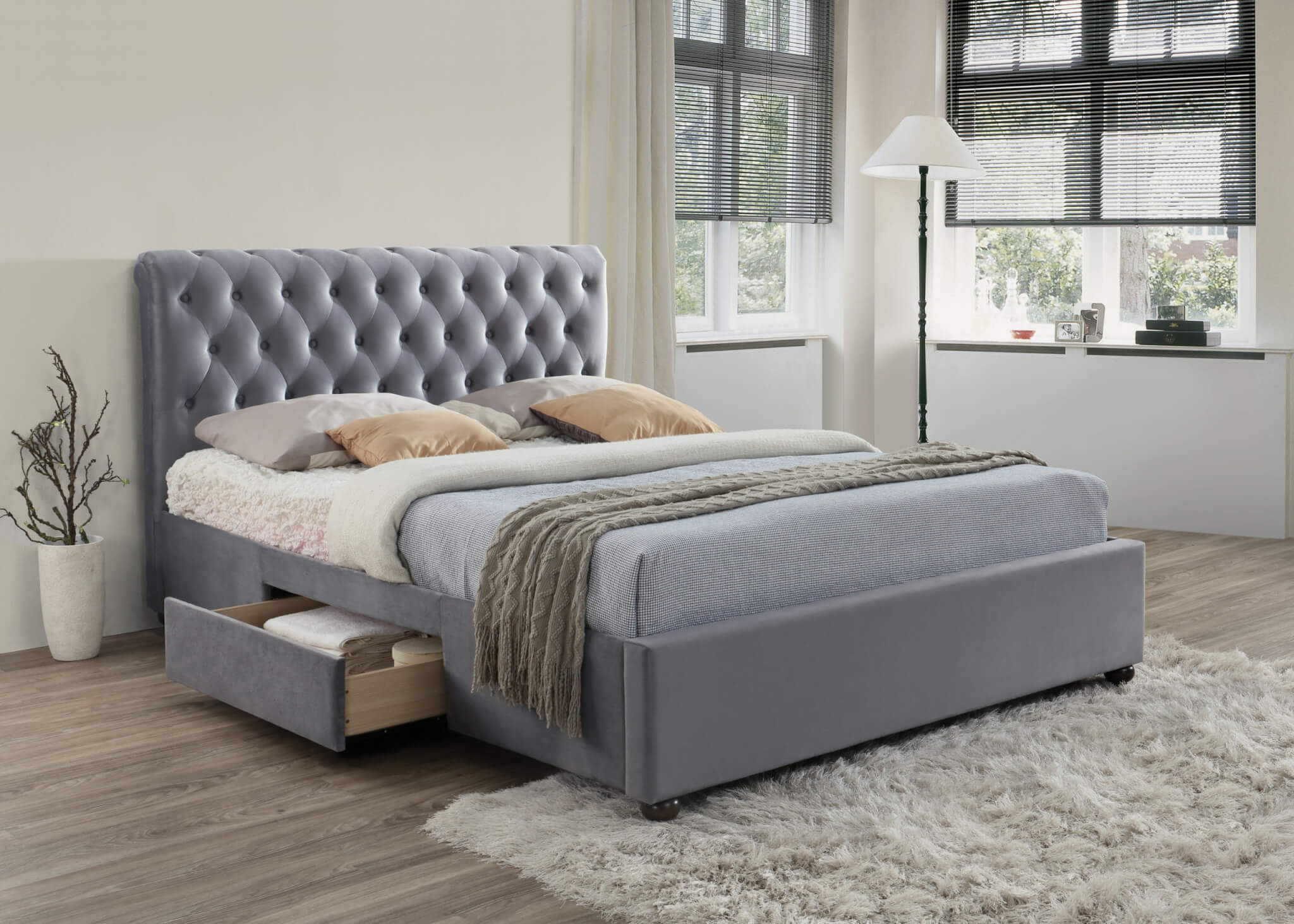 Marz Fabric Bed Frame Bedknobs