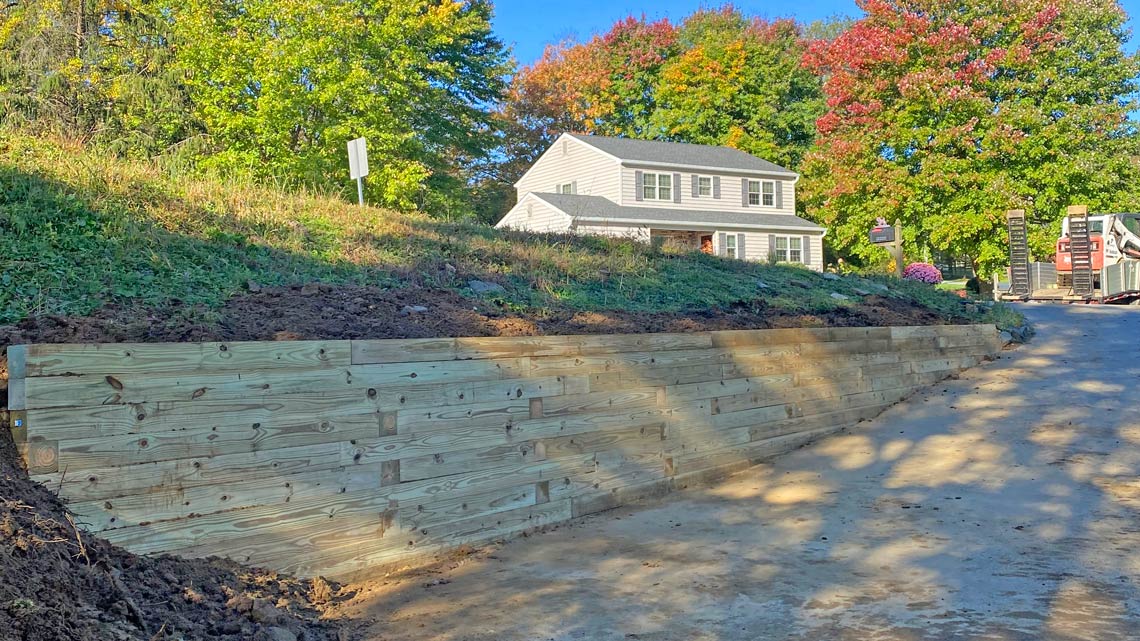 Treated Lumber Retaining Wall Coatesville PA – BedRock Siteworks