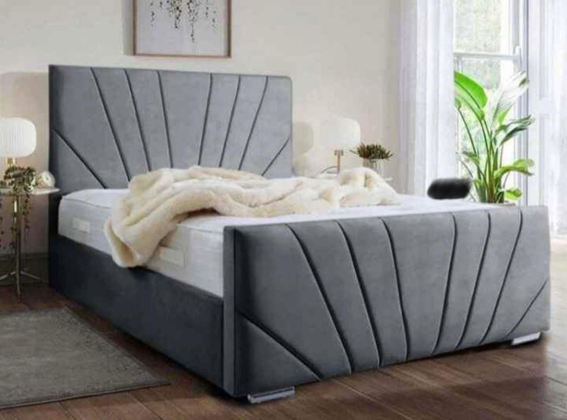 Luxurious Victoria Grey Velvet Bed Bed Rush