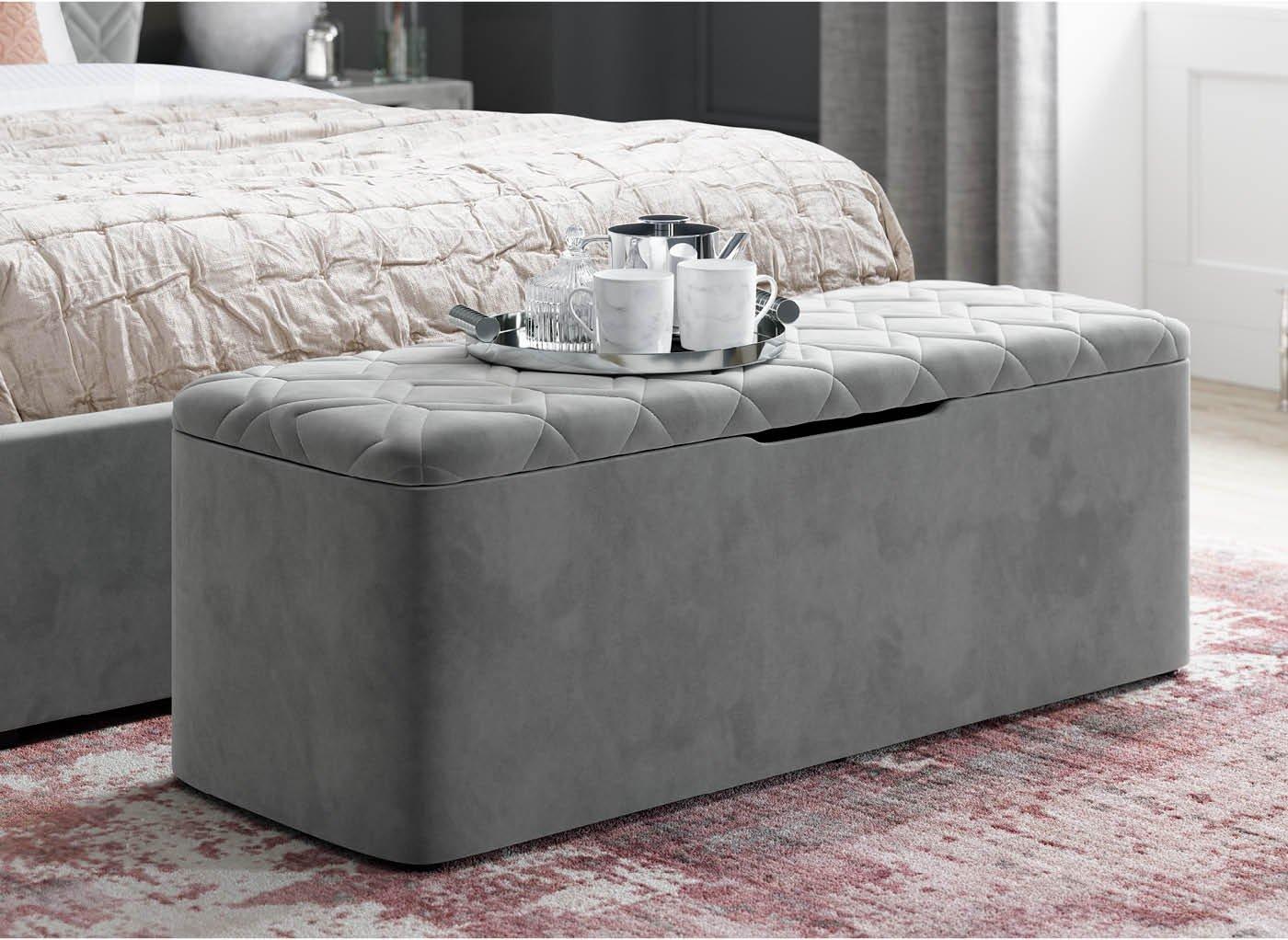 Neva Grey Blanket Box Bed Sava