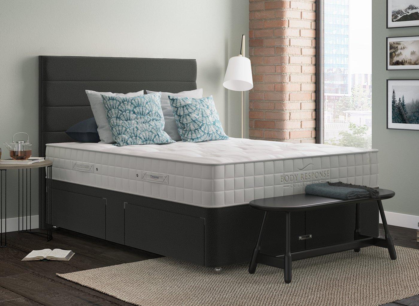 Duo Premium Luxury Divan Set 4’6 Double GREY Bed Sava