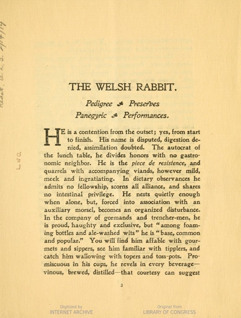 The Welsh Rabbit in Literary Lights Beer Et Seq