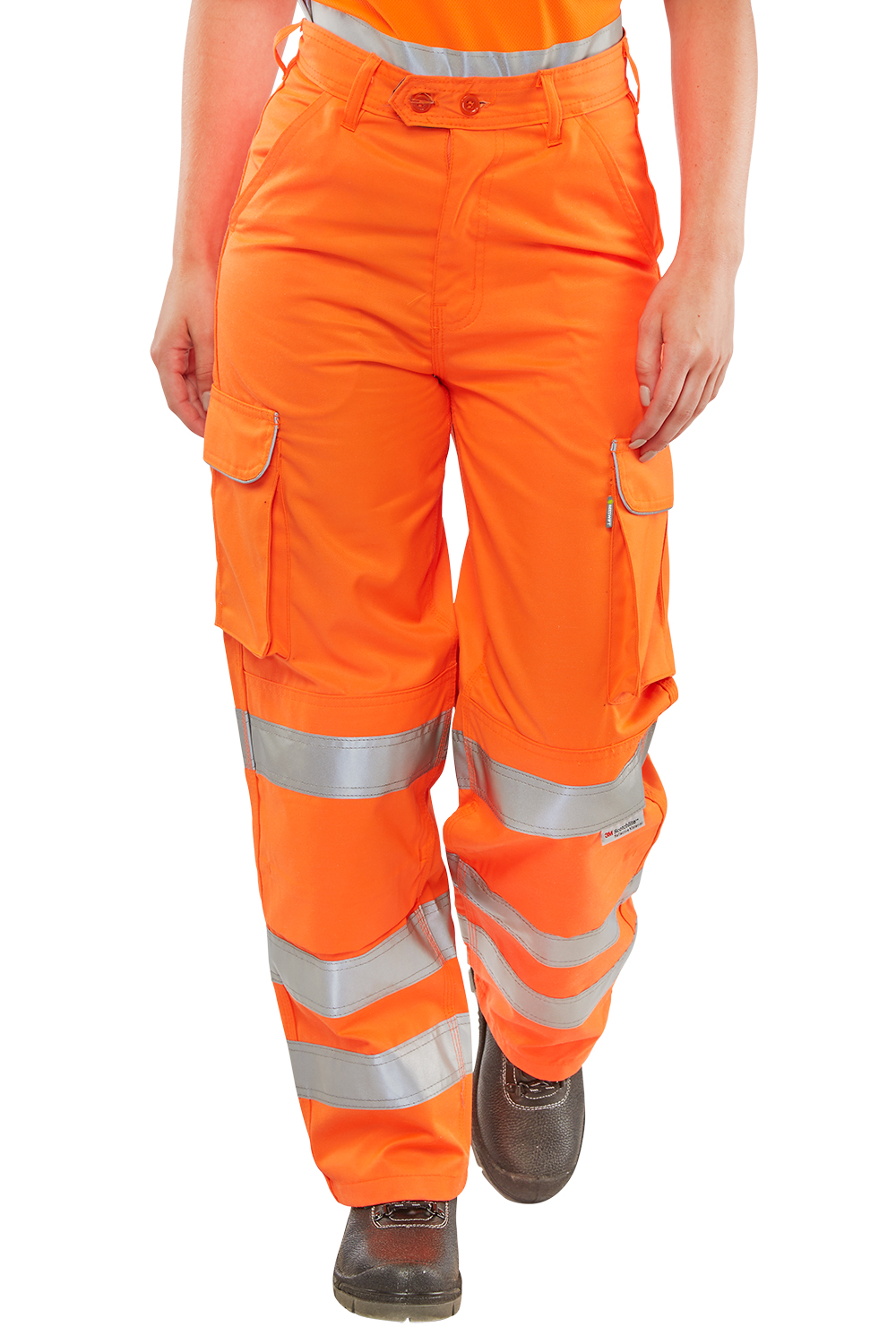 Women's Trousers Ladies Hi Viz Orange Combat Trousers Rail Spec Safety