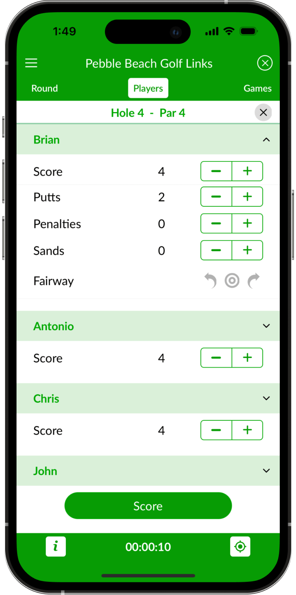 BEEZER GOLF Most efficient and simple Golf scorecard app