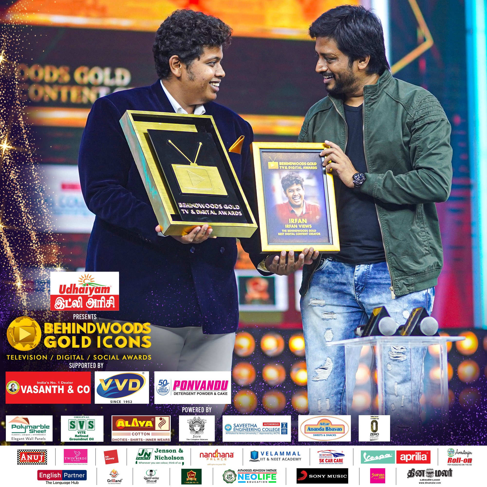 Behindwoods Gold Digital Best Content creator award Irfan Inspiring News