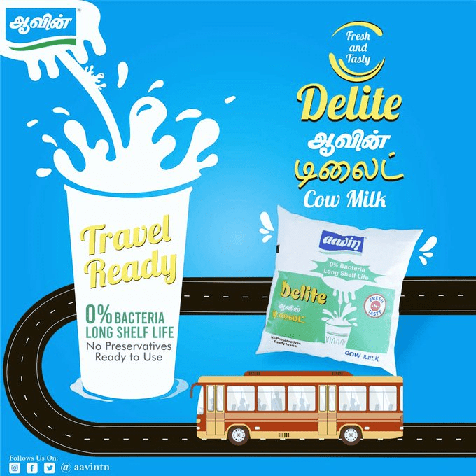 Aavin delight milk packet which can be used up to 3 months Tamil Nadu