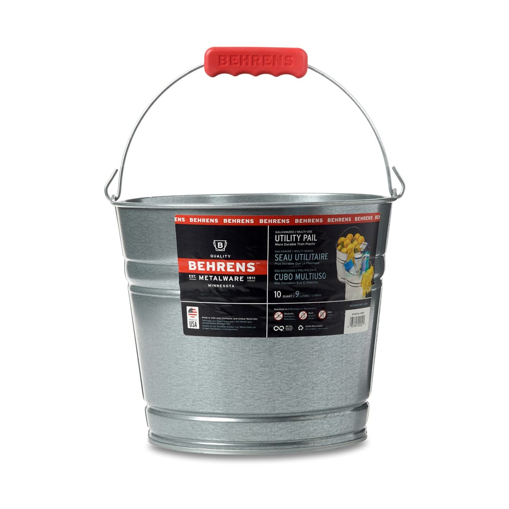 10 Quart Galvanized Pail Behrens Large Galvanized Steel Pail