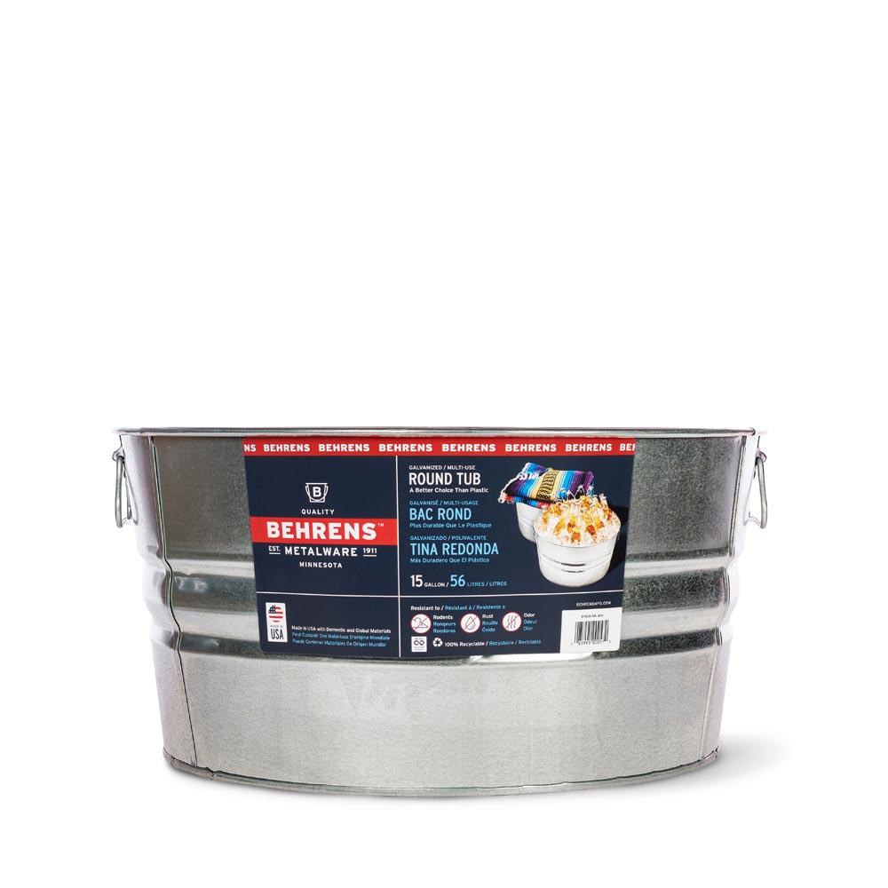 15 Gallon Round Tub Behrens Galvanized Steel Tub