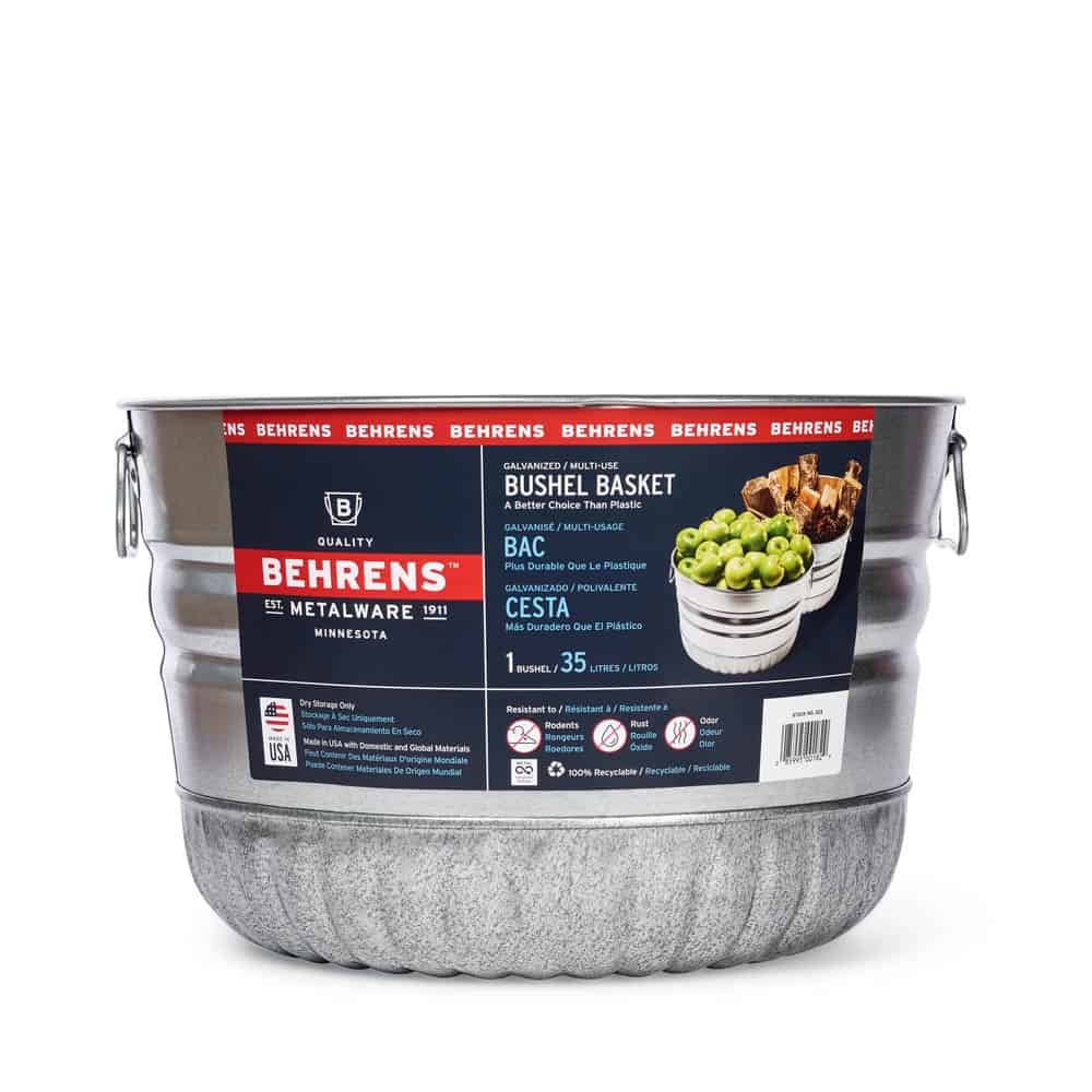 Galvanized Steel Bushel Basket Behrens Metal 1 Bushel Basket