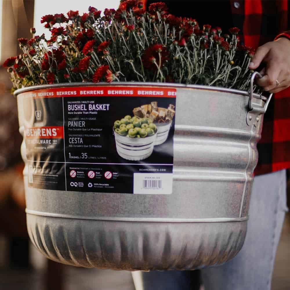 Galvanized Steel Bushel Basket Behrens Metal 1 Bushel Basket