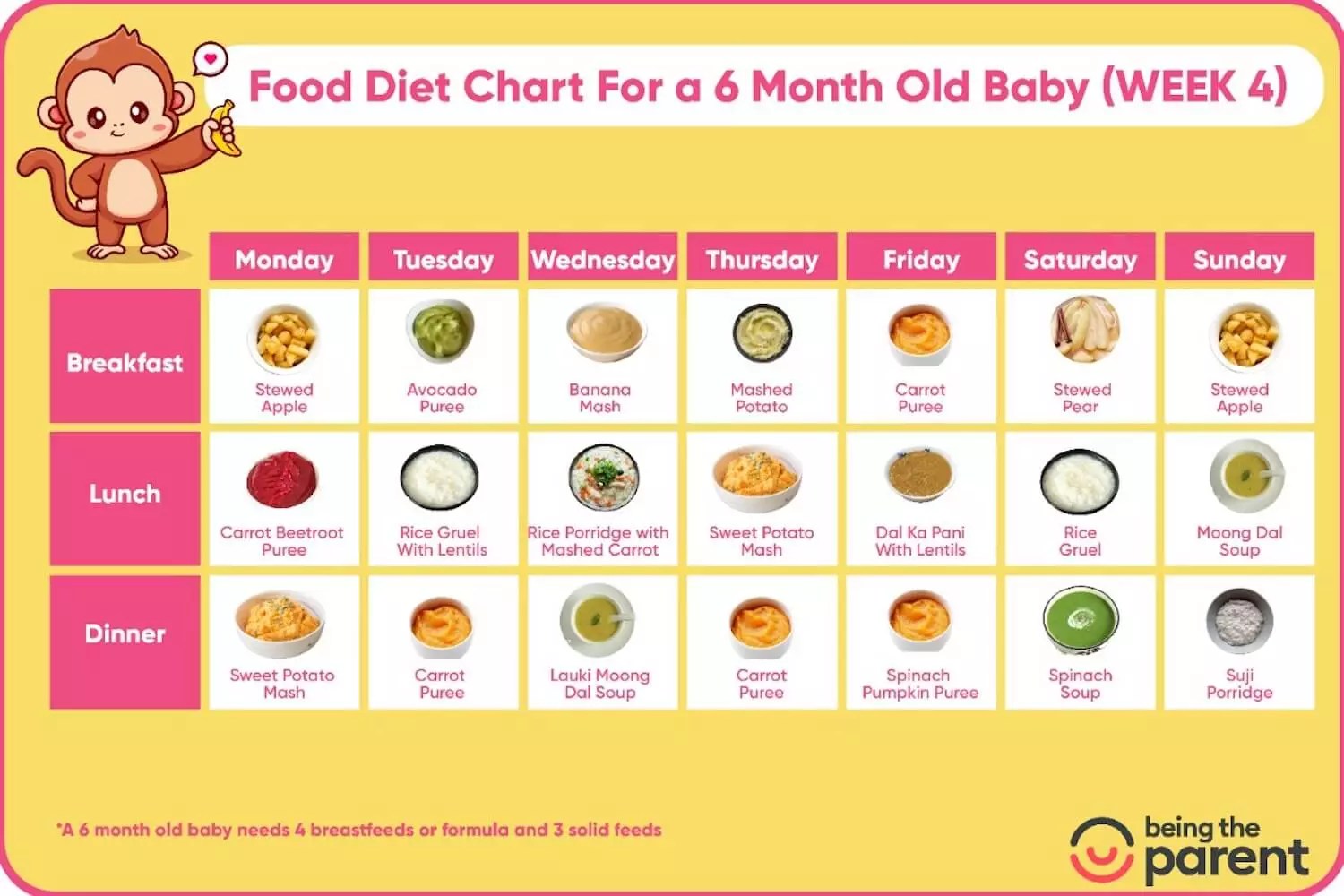 6 Month Baby Food What to Give, What Not to Give and Sample Schedule