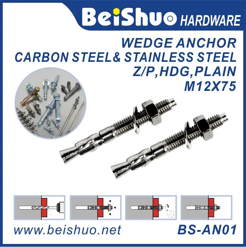 BSAN01I M12 Carbon steel Z/P,HDG, wedge anchor