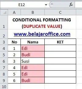 Cara Menandai Data Sama Duplikat Pada Excel - Belajar Office
