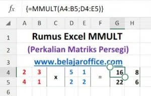 Rumus Excel MMULT Matriks Persegi