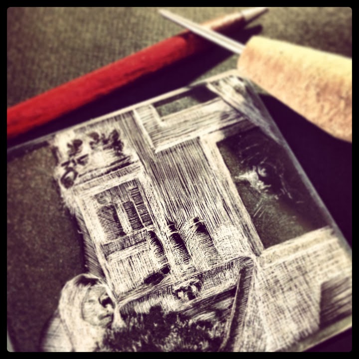 Figurative Drypoint Etching from a Plexiglass Plate Arts Before It