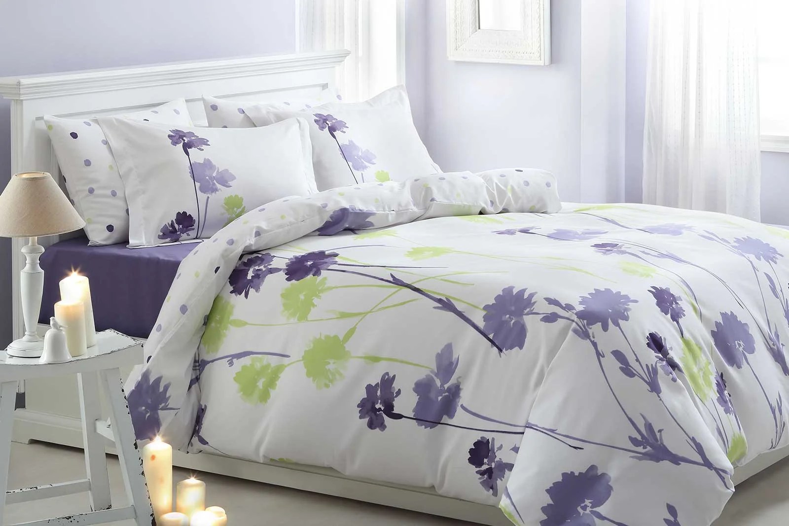 White & Blue Bed Sheet Bellagio Home