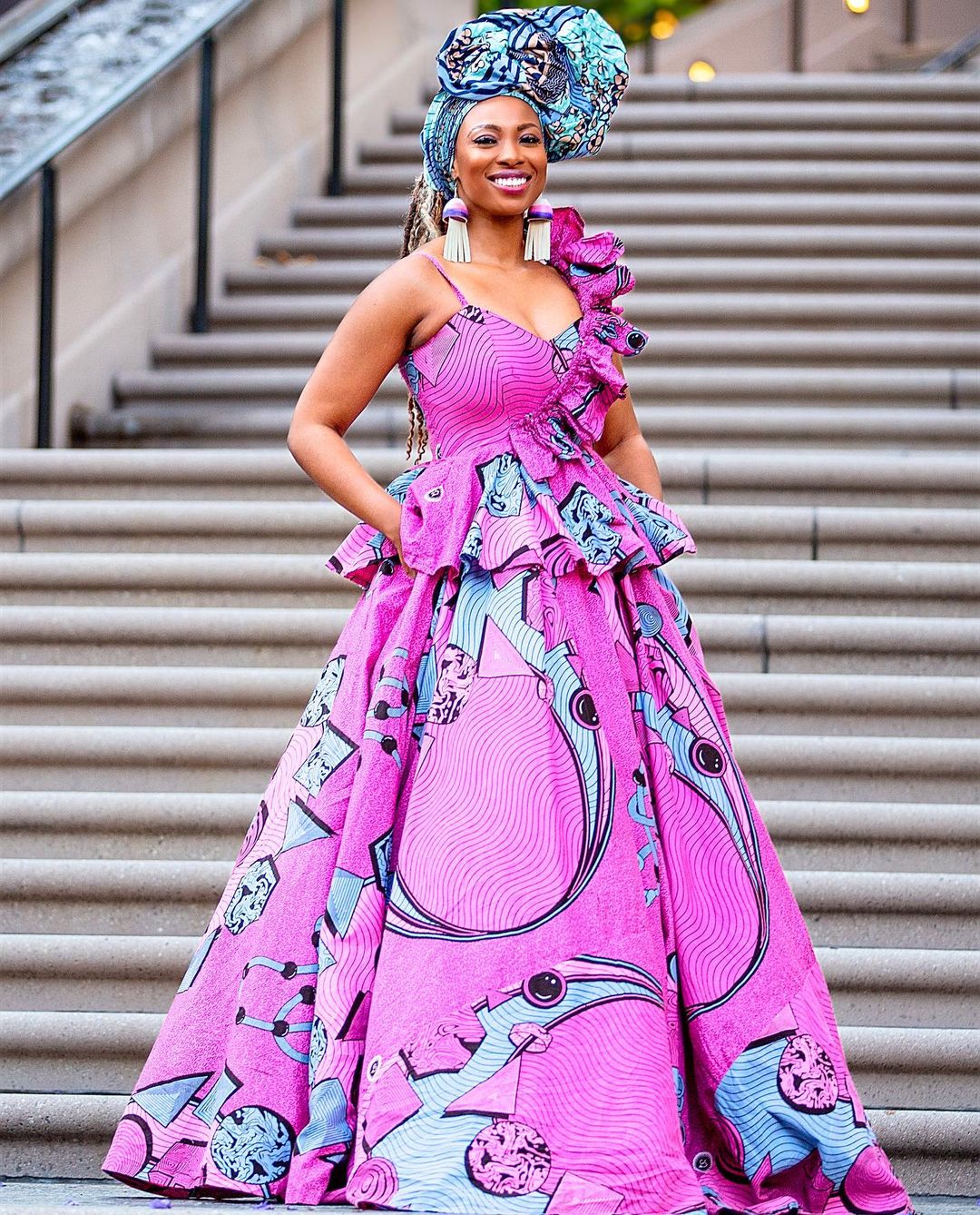 Bolanle Olukanni Rocked a Stunning Ankara Ball Gown For Hosting Duties