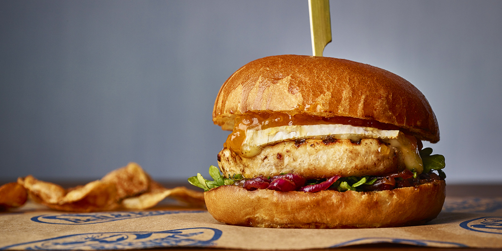 Apricot Brie Grilled Chicken Burgers Bell & Evans